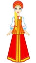 Animation portrait of the Russian girl in ancient clothes.