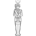 Animation portrait sitting Egyptian God Honsu.