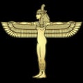 Animation portrait: winged goddess of justice Maat. Full growth.