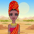 Animation portrait of a young African woman in ancient ethnic jewelry.