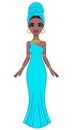 Animation portrait of a young African woman in a blue turban.