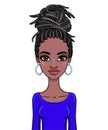 Animation portrait of a young African woman with dreadlocks. Royalty Free Stock Photo