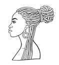 Animation portrait of the young African woman. Profile view.