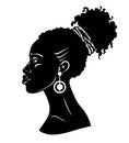 Animation portrait of the young African woman. Profile view.