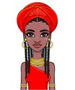 Animation portrait of a young African woman in a red turban