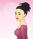 Animation portrait of a young Asian woman with dreadlocks.