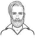 Animation portrait of the young attractive bearded man with a stylish hairstyle.