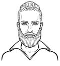 Animation portrait of the young attractive bearded man with a stylish hairstyle.