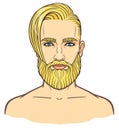 Animation portrait of the young attractive bearded man with a stylish hairstyle.