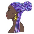 Animation portrait of the young beautiful African woman in a dreadlocks. Royalty Free Stock Photo