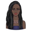Animation portrait of the young beautiful African woman in a dreadlocks. Royalty Free Stock Photo