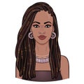 Animation portrait of the young beautiful African woman in a dreadlocks. Royalty Free Stock Photo