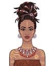 Animation portrait of the young beautiful African woman in a dreadlocks.