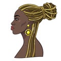 Animation portrait of the young beautiful African woman in a dreadlocks. Royalty Free Stock Photo