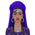 Animation portrait of the young beautiful African woman in a turban and ancient clothes. Royalty Free Stock Photo