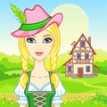 Animation portrait young beautiful girl in an ancient Bavarian dress. Royalty Free Stock Photo