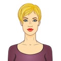 Animation portrait of the young beautiful white woman with blonde hair. Royalty Free Stock Photo