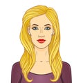 Animation portrait of the young beautiful white woman with long blonde hair. Royalty Free Stock Photo