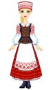 Animation portrait of the young Belarusian girl in traditional clothes. Eastern Europe.