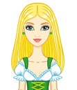 Animation portrait young girl in an ancient Bavarian dress. Royalty Free Stock Photo