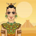 Animation portrait of the young man in a dress of the Native American Indian. Royalty Free Stock Photo