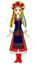 Animation portrait of the young Ukrainian girl in traditional clothes