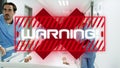 Warning text against doctors wheeling a bed in hospital