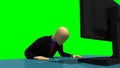 Animation representing a despaired 3dman in front of a desktop