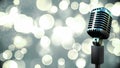 Animation of rerto microphone over shining bokeh