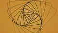 Animation with rotating triangles in spiral. Motion. Beautiful geometric spiral of triangles on colored background