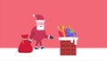 Animation of Santa Clause walk with gift. Chirstmas