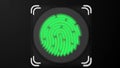 Animation of scanning and analysis biometric data from fingerprint. Animation of seamless loop.