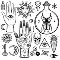 Animation set of alchemical symbols. Esoteric, mysticism, occultism.