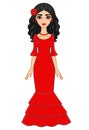 Animation Spanish girl in a red dress.