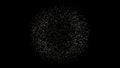 Animation of Sphere made of moving dots on black background. Metamorphose of amorphous shape from dots and lines. Dots