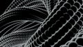 Animation of spheres assembled in a spiral shape twisting on a black background, monochrome. Design. Black and white Royalty Free Stock Photo