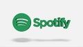 Animation with Spotify service logo. Animation. Inscription with Spotify sign appears on white isolated background