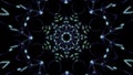 Animation of star electric radio wave spreading on dark background. Design. Electric charges in digital mandala pattern.