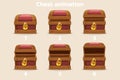 Animation step by step open and closed wooden chest Royalty Free Stock Photo