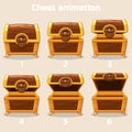 Animation step by step open and closed wooden chest Royalty Free Stock Photo