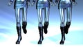 Animation of three walking Manikins