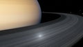 Animation with time lapse about the orbit of the planet Saturn and moons.