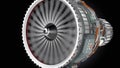 Animation of turbofan jet engine on black background