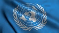 Animation of The United Nations Flag. Realistic Fabric Texture Satin The United Nations UN Flag Background Video Waving in Wind Royalty Free Stock Photo