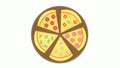 Animation video of pizza on a plate with different flavors.