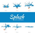 Animation water splash frames in cartoon style