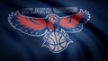 Animation waving in wind flag of basketball club Atlanta Hawks. Editorial use only