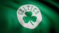 Animation waving in wind flag of basketball club Boston Celtics. Editorial use only