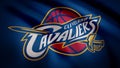 Animation waving in wind flag of basketball club Cleveland Cavaliers. Editorial use only