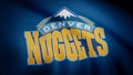 Animation waving in wind flag of basketball club Denver Nuggets. Editorial use only